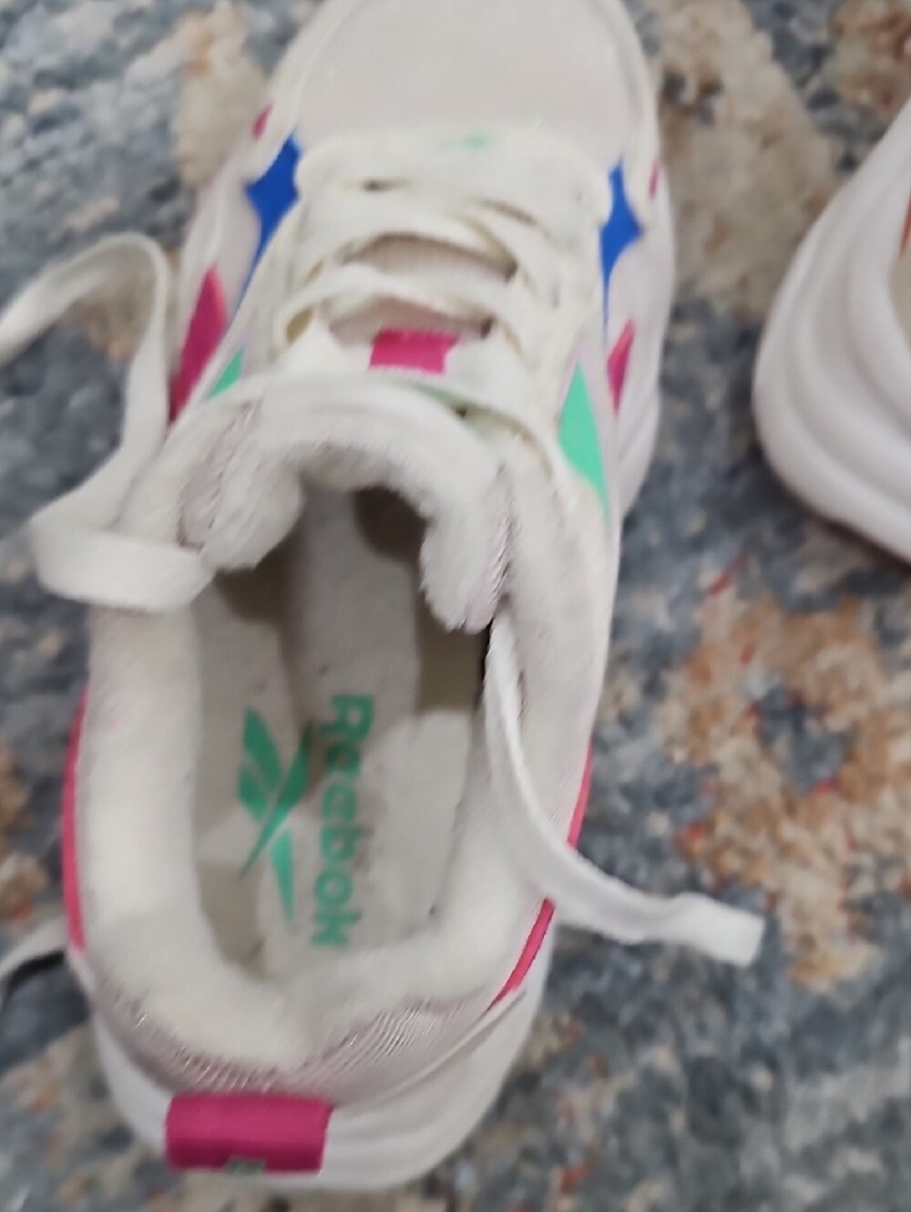 Reebok White Sneakers with Pink, Mint & Blue Accents - Picture 5 of 7